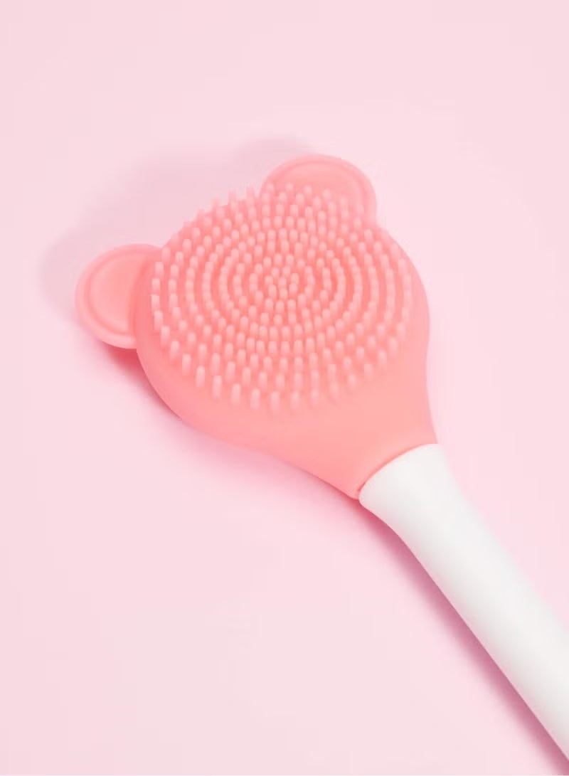 فرشاة تنظيف الوجه من السيليكون برأسين – فرشاة على شكل دب صغير لتنظيف البشرة وتوزيع ماسك الوجه ( قد يختلف اللون ) - Image 1